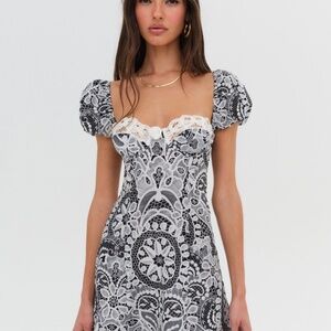 NWT For Love & Lemons Taylor Mini Dress Size SS / Black